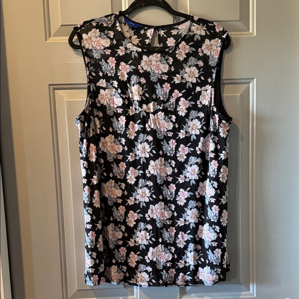 Apt. 9 Black and Pink Floral Blouse